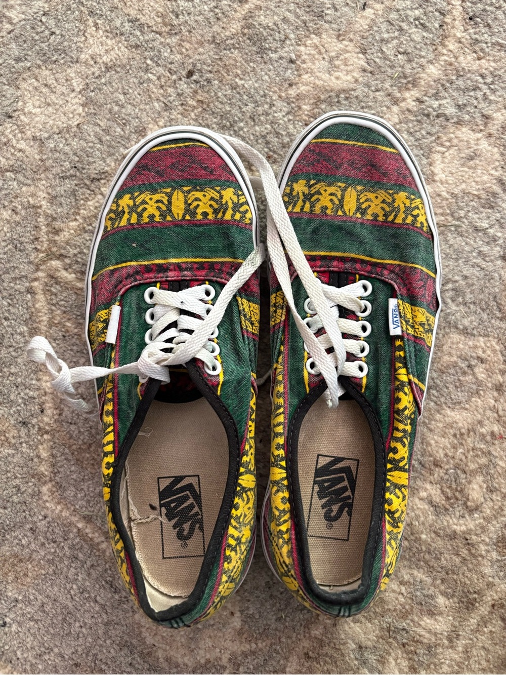 Vans Multicolor Green Red Yellow Patterned Canvas Sneakers